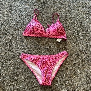 Cupshe Pink Foil Leopard Bikini Set Size Small